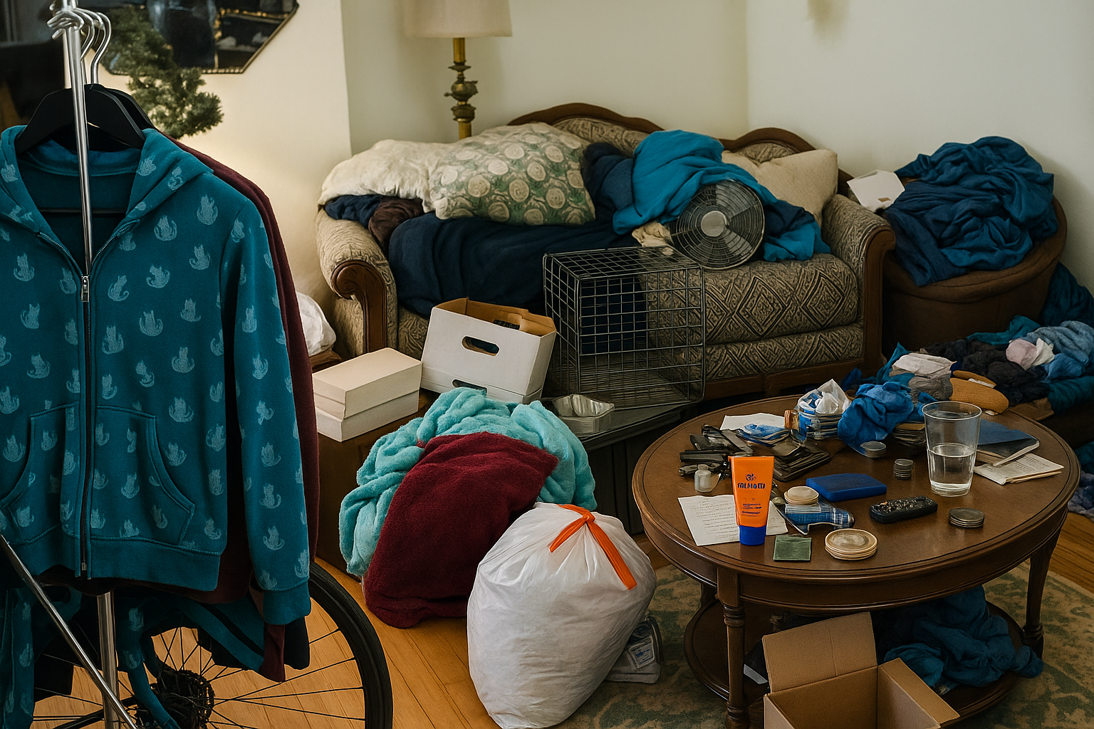 Salotto prima dell'imballaggio